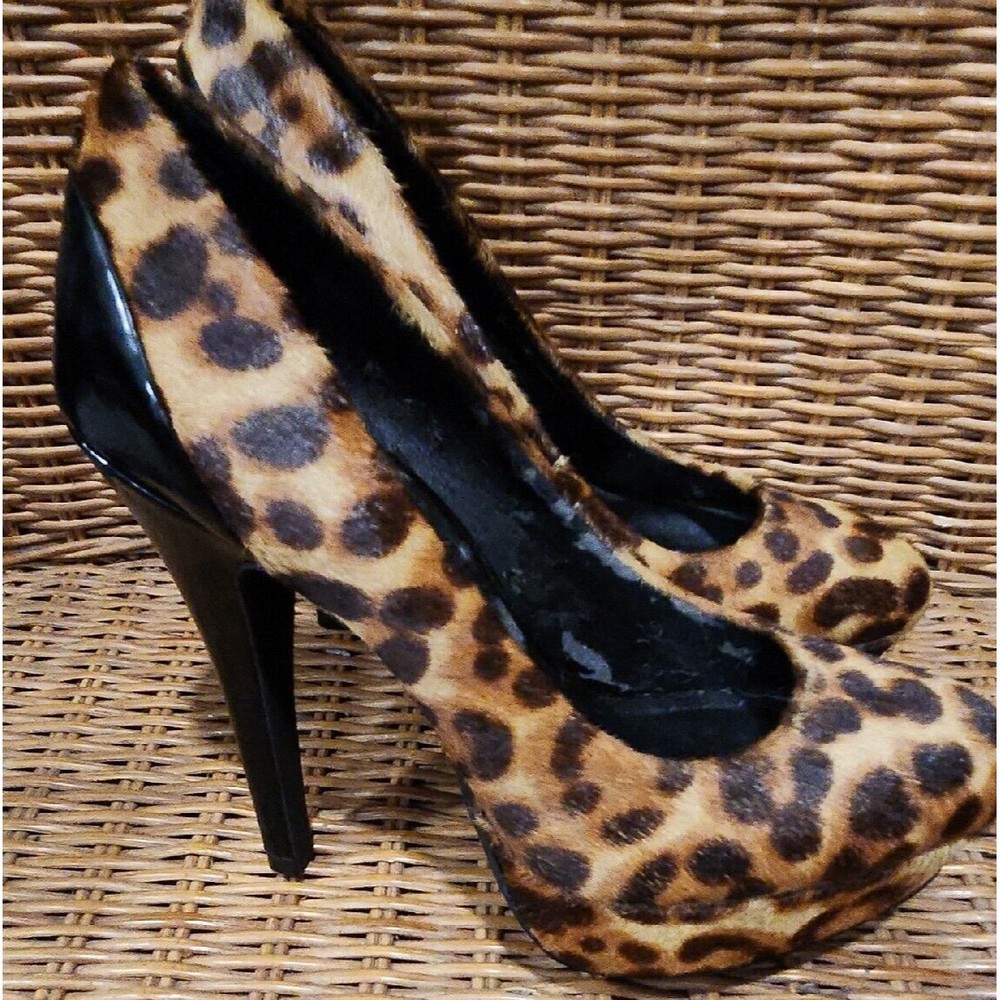 INC Womens Shoes Heels Pumps Stiletto Real Fur Animal Print Platforms Size 5 M